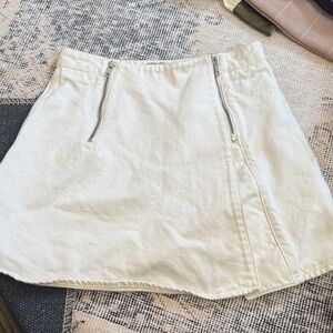Acne White Denim Mini Skirt with Zipper Details